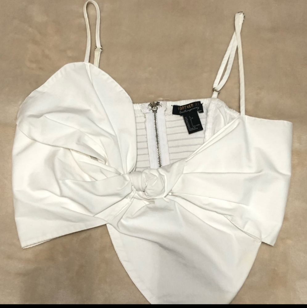 White Bow Crop Top